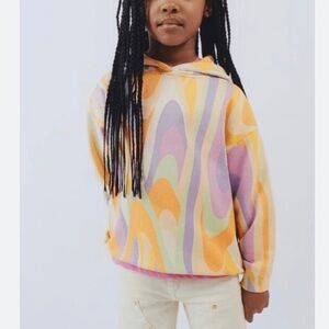 NWOT Zara Kids Multicolor Marble Swirl Psychedelic Hoodie Sweatshirt Sz 13/14